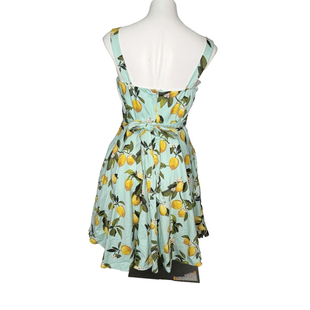 50s Retro Euro Summer Chetta B Lemon Print Dress 6 All over Fruit - Picture 3 of 8